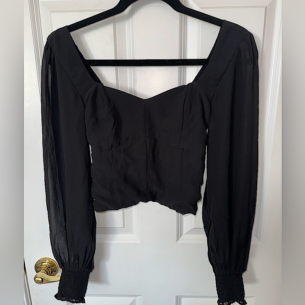 Abercrombie & Fitch Long Sleeve Shirt with sheer puff sleeves